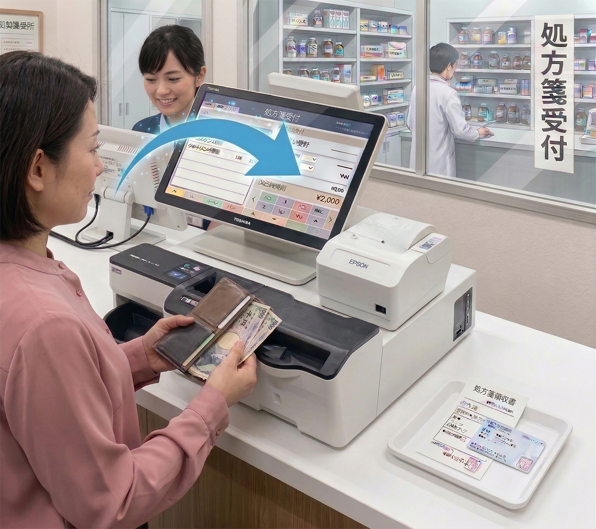 レセコンとPOSレジのデータ連携イメージ