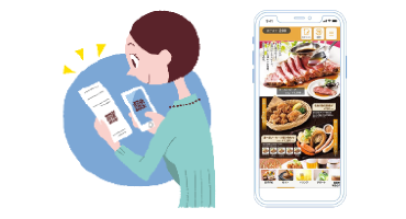 飲食店向けモバイルオーダー ワンショット運用のQRコード読み取りイメージ