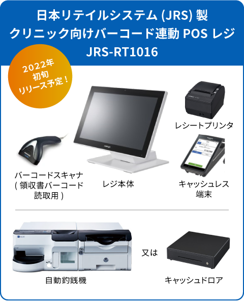 日本リテイルシステム(JRS)製クリニック向けバーコード連動POSレジJRS-RT1016