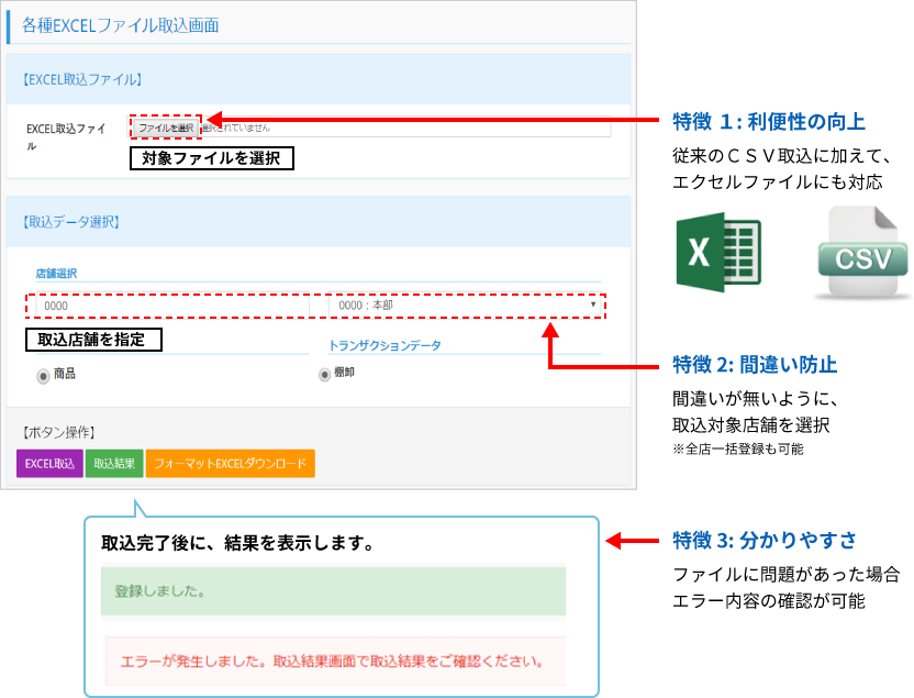 ネットdeざいこ 主要機能 一括登録機能